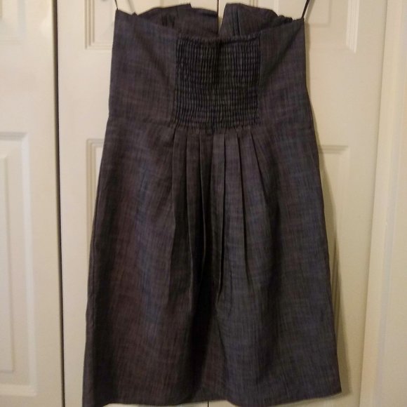 Modcloth Gray Asymmetrical Strapless Dress - Picture 2 of 4